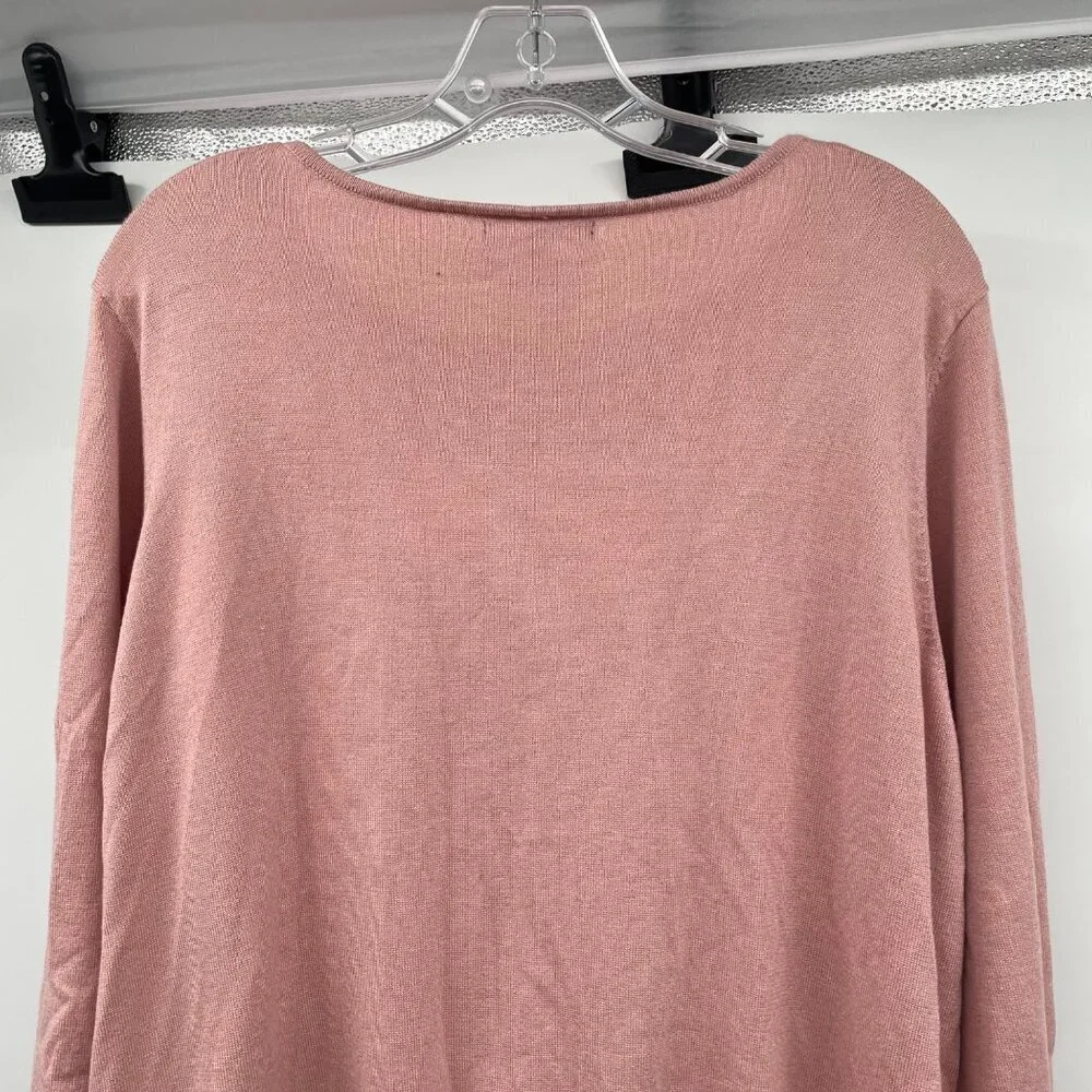 Cable & Gauge Womens Cut Out Sweater 3/4 Sleeve Pink Size 2X